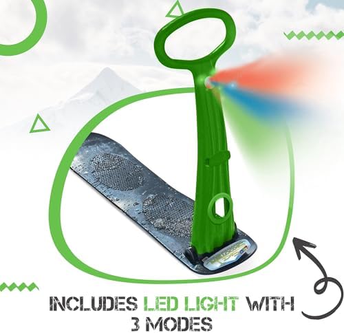 Geospace Winter Fun Ski Skate, Foldable Snow Scooter, Ski Skooter, Snow Sled, and Kids Snowboard with LED Light – Multi-Purpose Portable Sandboard, Snow Skate, and Kids/Teenager Sled for All Ages