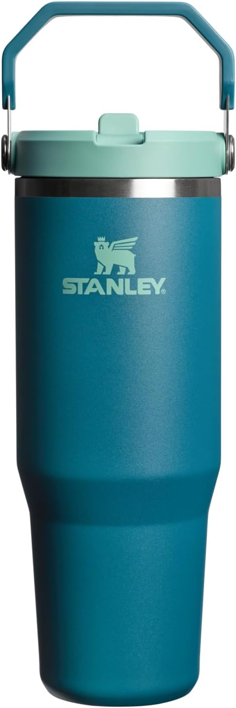 STANLEY IceFlow 2.0 フリップストロータンブラー ハンドル付き 20oz | ツイストオンリッド＆フリップアップストロー | 漏れ防止ウォーターボトル | 真空断熱ステンレス | BPAフリー | コースタルティール