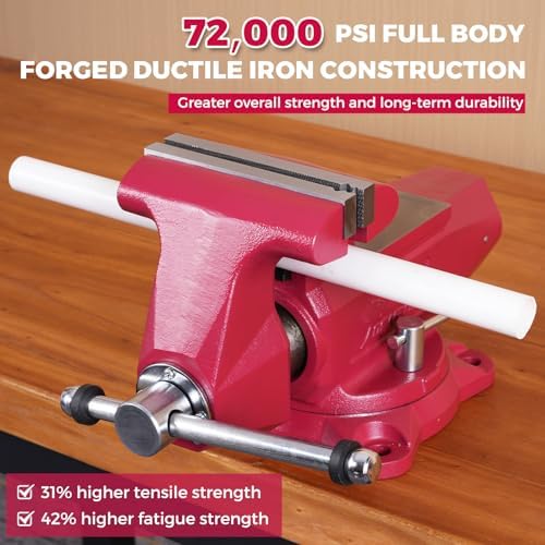 Forward 1740 4 Inch Bench Vise Heavy Duty with Anvil and 360° Swivel Base