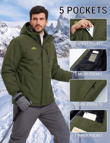 MAGCOMSEN Men's Winter Ski Jacket Waterproof Snow Fleece Lined Warm Coats