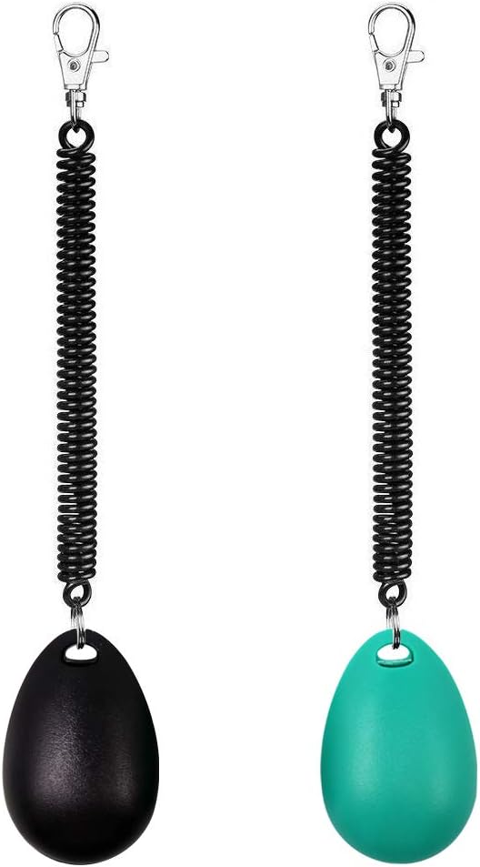OYEFLY Dog Training Clicker with Wrist Strap Durable Lightweight Easy to Use, Pet Training Clicker for Cats Puppy Birds Horses. Perfect for Behavioral Training 2-Pack (Black and Water Lake Blue)