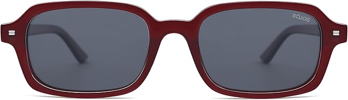 SOJOS Trendy Rectangle Polarized Sunglasses Womens Mens, Small Retro Fashion Thin Slim Square Sunnies SJ2610