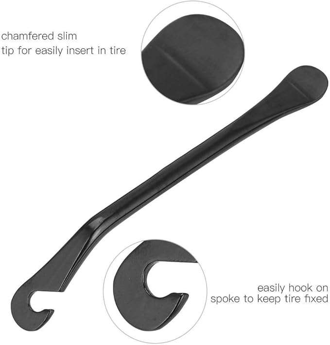 Tire Lever, 3pcs Bike Tyre Repair Tool compatible with MTB and Road Bike, High Dense Carbon Steel, Black