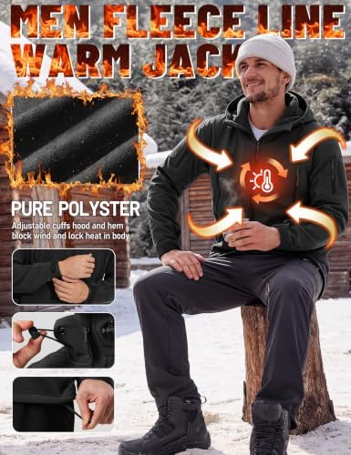 TACVASEN Men's Fleece Softshell Jacket Waterproof Winter Tactical Hooded