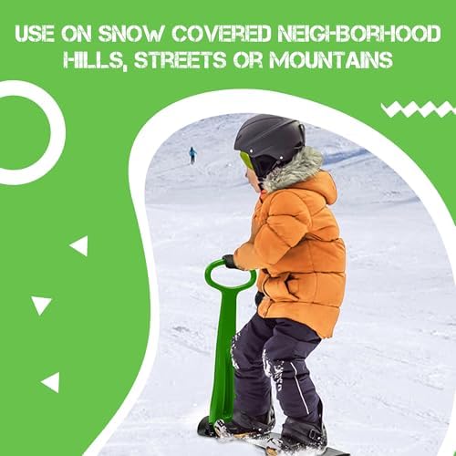 Geospace Winter Fun Ski Skate, Foldable Snow Scooter, Ski Skooter, Snow Sled, and Kids Snowboard with LED Light – Multi-Purpose Portable Sandboard, Snow Skate, and Kids/Teenager Sled for All Ages