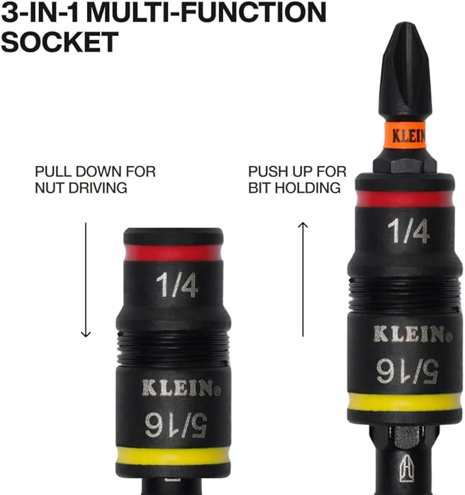 Klein Tools 32304 ドライバー 14-in-1 調節可能ドライバー フリップソケット HVACナットドライバービット付 耐衝撃性