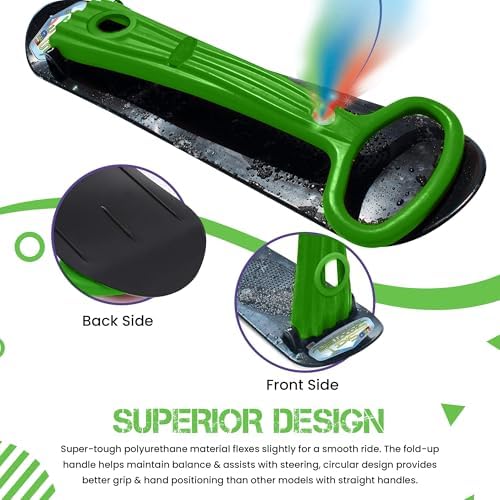 Geospace Winter Fun Ski Skate, Foldable Snow Scooter, Ski Skooter, Snow Sled, and Kids Snowboard with LED Light – Multi-Purpose Portable Sandboard, Snow Skate, and Kids/Teenager Sled for All Ages