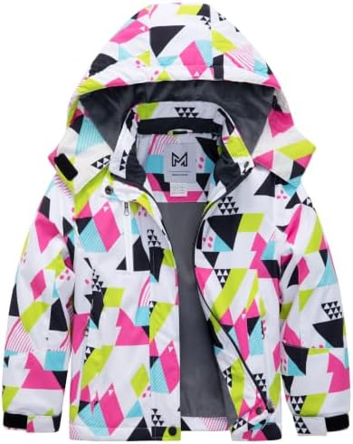 KVE Girls' Ski Jacket Waterproof Hooded Insulated Winter Coat