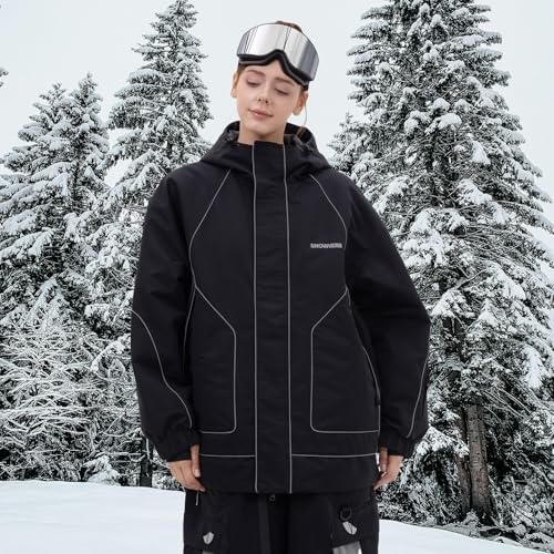 SNOWVERB Women Men Reflective Loose Fit Snow Coat Ski & Snowboard Jackets