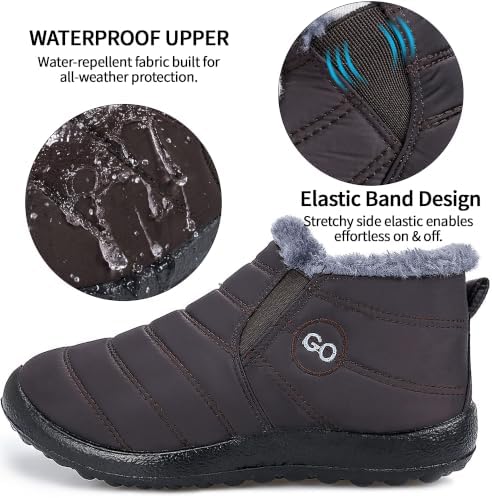 HARENCE Snow Boots for Women Winter Boot with Comfortable Warm Fur Lined Ankle Booties Outdoor Slip On Waterproof Short Boots