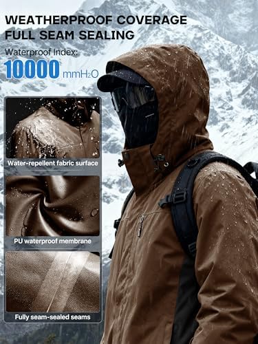 FREE SOLDIER Men's Winter Ski Snow Jacket Warm Fleece Lined Coats