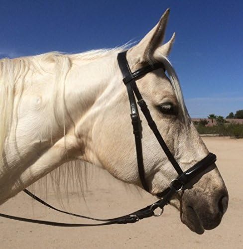 Hulara Genuine English Leather Crossover | Crossunder Bitless Horse Bridle Headstall with Reins