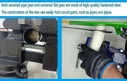 MYTEC 2-In-1 Bench Vise Heavy Duty for Workbench, 6.0" blue, Upgraded Multi-Purpose Table Vice, Universal Rotate 270°Work Clamp-On Vise