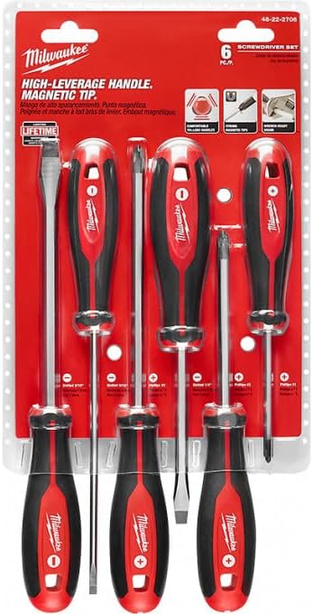 Milwaukee 48-22-2706 6Piece Phillips and Slotted Head Screwdriv Ing Set W/Magnetic Tips and Trilobe Handles