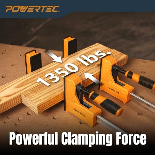POWERTEC 71602-P2V, 4PK, 48" Woodworking Parallel Clamps Jaw Bar Clamp Spreader Tool