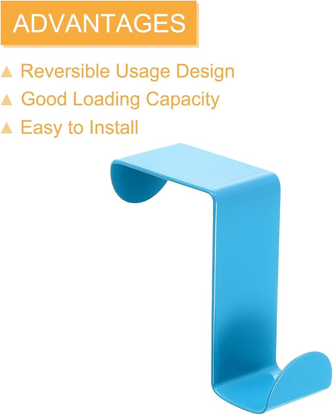 uxcell Over The Door Hooks,2pcs - Stainless Steel Door Hangers Hooks, S-Shaped Double Hooks for Hanging Clothes, Hats, Towels (Blue)