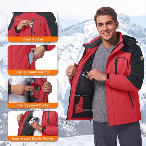 Mens Winter Jacket Ski Snow Waterproof Puffer Parka Coats