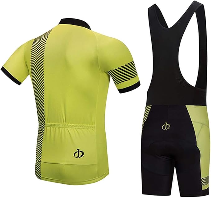 Men's Quick-Dry Cycling Jersey Set Road Bike Bicycle Shirt + Bib Shorts with 9D Gel Pad MTB Riding Clothing Kit