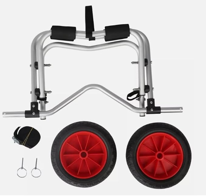 Foldable Kayak Cart with 10" Pneumatic Tire, Canoe Dolly Kayak Carrier Adjustable Kayak Transport Dolly Trailer, 150lb Capacity