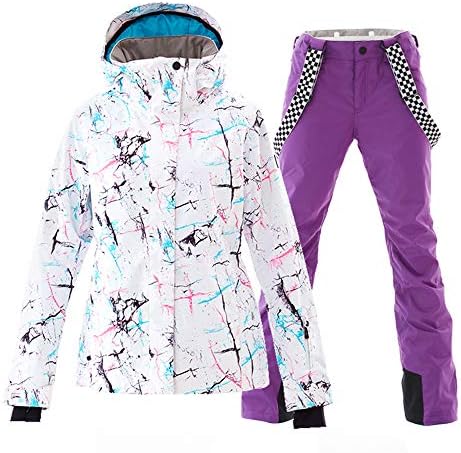 Women's Ski Jackets and Pants Set Windproof Waterproof Insulated Snowsuit Winter Warm Snowboarding Snow Coat