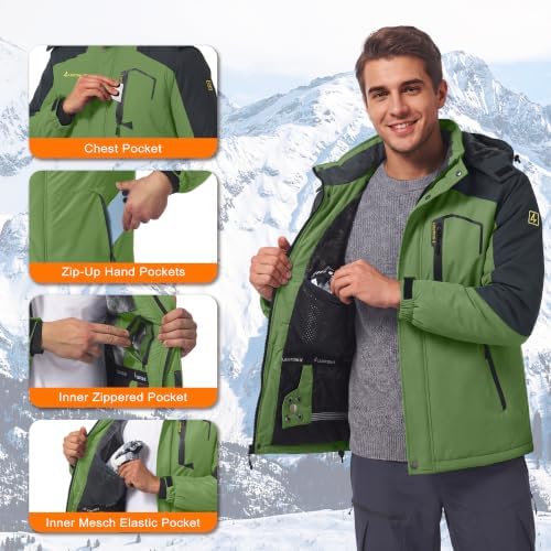 Mens Winter Jacket Ski Snow Waterproof Puffer Parka Coats