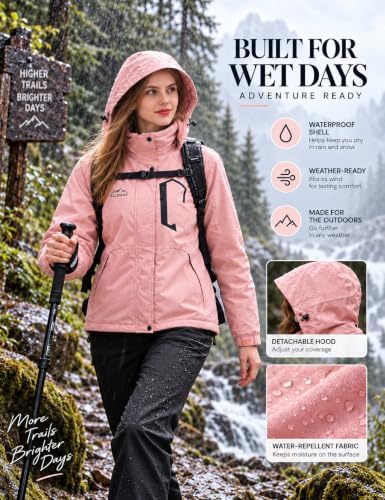 ELLSWOS Womens Winter Coats Waterproof Ski Jacket Warm Snow Raincoat