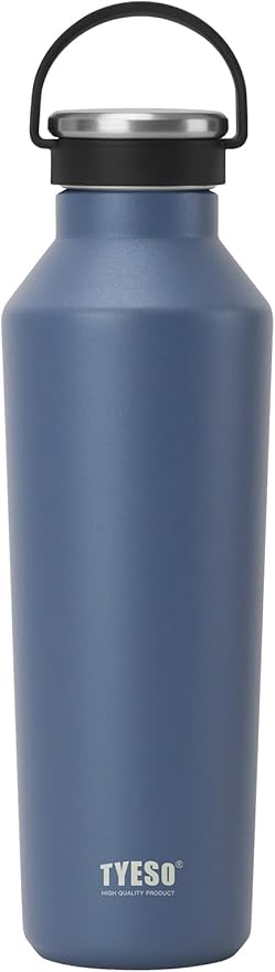 TYESO Stainless Steel Vacuum Insulated Water Bottle, Insulated Water Bottle with Soft Silicone Carry Handle (BLUE, 17 OZ)