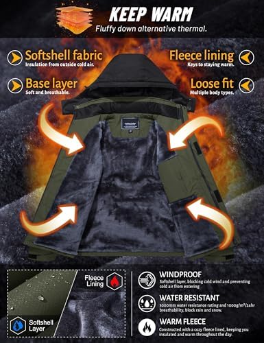 TACVASEN Men's Winter Skiing Jackets Waterproof Thermal Snowboard Coats