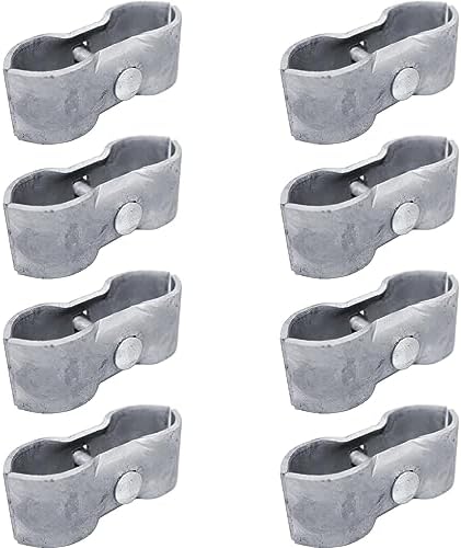 1-7/8" Galvanized Chain Link Fence Panel Clamps with Bolts & Nuts - Saddle Clamps for Dog Kennels & Temporary Fencing (8 Pack)