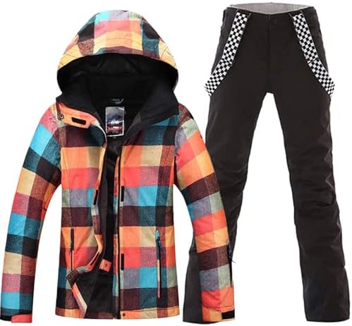 HOTIAN Women's 2 Piece Ski Jackets and Pants Set Skisuit Colorful Waterproof Windproof Insulated Snowsuit Snowboarding Coat