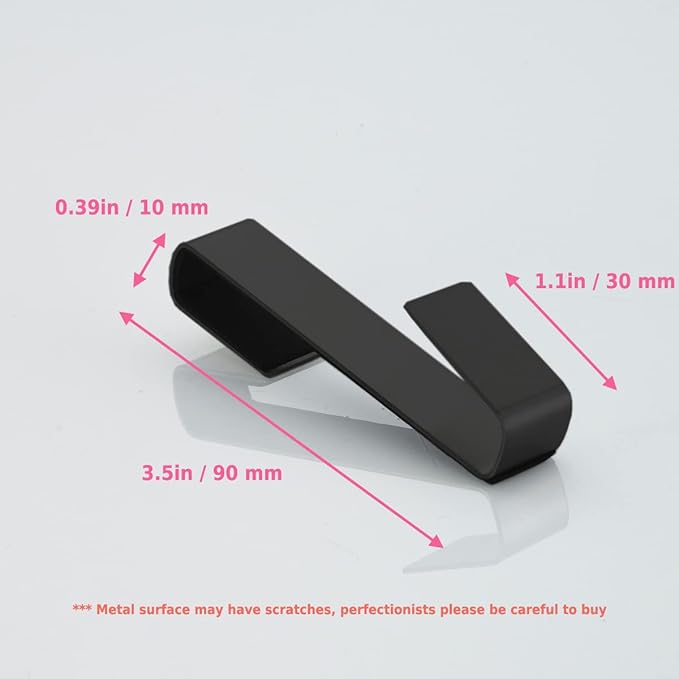 Towel Hook, Over Glass Door Hook for Bathroom, Suit for Frameless Glass Shower Door 0.39" (10 mm) Stainless Steel Matte Black, 3 Pack