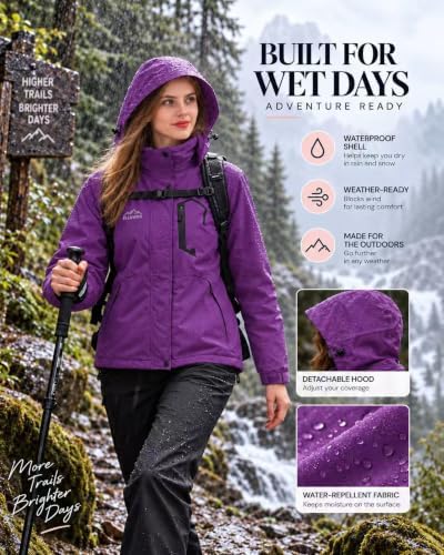ELLSWOS Womens Winter Coats Waterproof Ski Jacket Warm Snow Raincoat