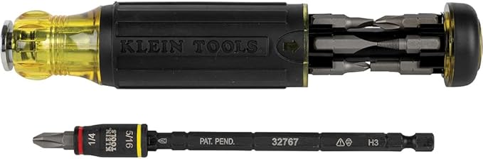 Klein Tools 32304 ドライバー 14-in-1 調節可能ドライバー フリップソケット HVACナットドライバービット付 耐衝撃性