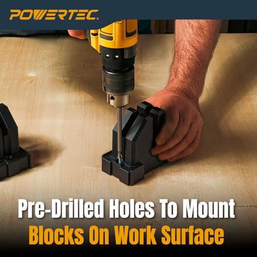 POWERTEC 72448 48" Woodworking Parallel Clamps Jaw Bar Clamp Spreader Tool 4PK, with 4PK Parallel Clamp Blocks - for Cabinet Door & Frame Gluing