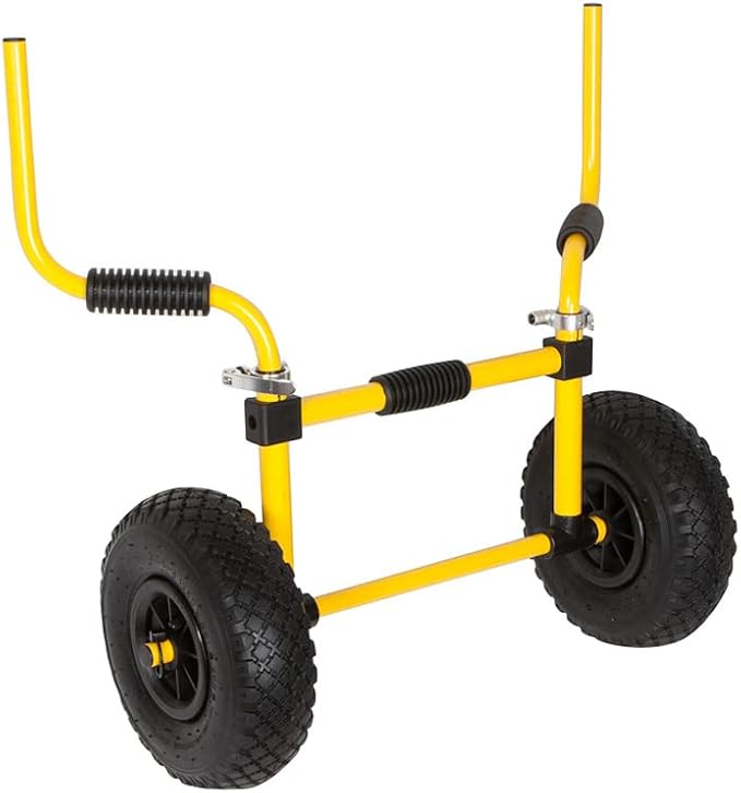 Suspenz Kayak Cart Trolley, Sit on Top SOT Adjustable Width Transport Carrier with No Flat Airless Wheels, Yellow, (22-0077)