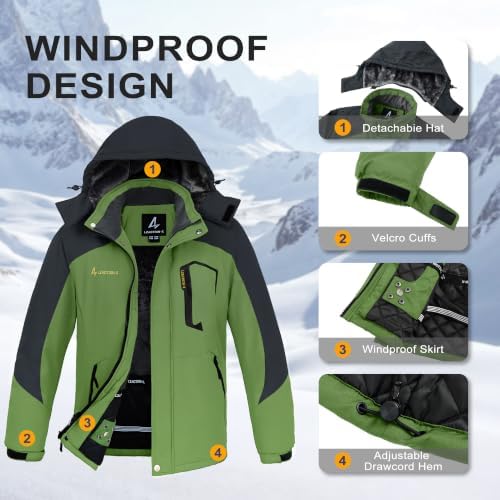 Mens Winter Jacket Ski Snow Waterproof Puffer Parka Coats