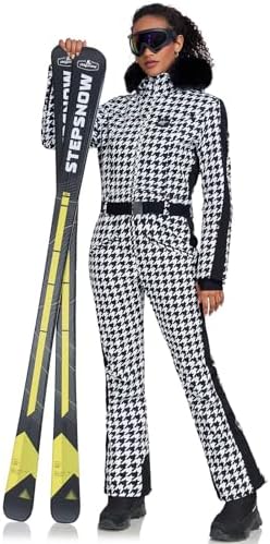 Women's Ski Suit One Piece Snowsuits Snowboard Ski Outfit Faux Fur Collar Slim Jumpsuit Jacket Insulated Windproof