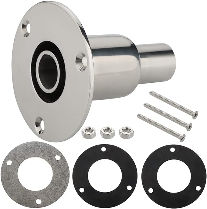 Stainless Steel 316 Straight Thru Hull Exhaust Skin, Fitting 24mm Tube Pipe Socket Hardware, for Diesel Parking heaters