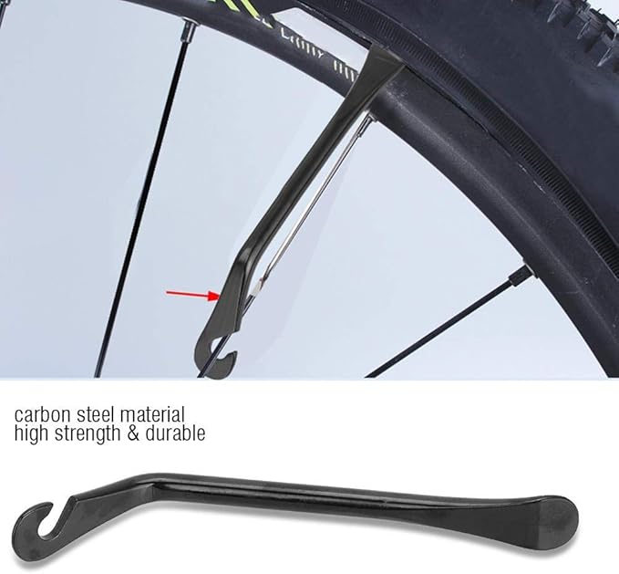 Tire Lever, 3pcs Bike Tyre Repair Tool compatible with MTB and Road Bike, High Dense Carbon Steel, Black