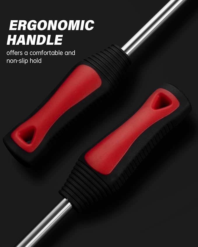 ROTATION 14.5" Steel Tire Spoons Tool Set, 6-Piece Tire Iron Kit, Professional Tire Removal Tools for Motorcycle Dirt Bike Scooter, Include 3 Tire Spoons, 2 Rim Protector, 1 Valve Tool, 6 Valve Cores