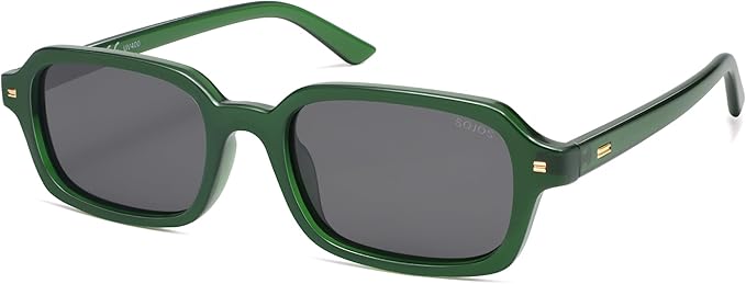 SOJOS Trendy Rectangle Polarized Sunglasses Womens Mens, Small Retro Fashion Thin Slim Square Sunnies SJ2610