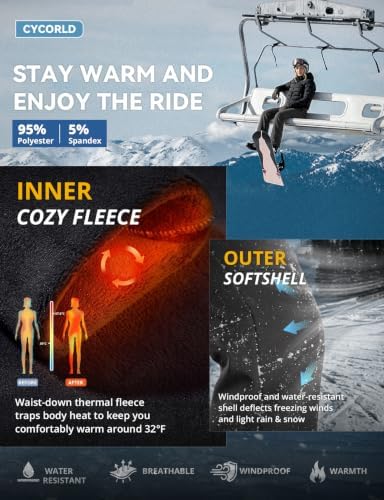 Cycorld Womens Snow Pants: Warm Fleece Lined Ski Pants Softshell
