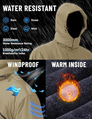 TACVASEN Men's Winter Skiing Jackets Waterproof Thermal Snowboard Coats