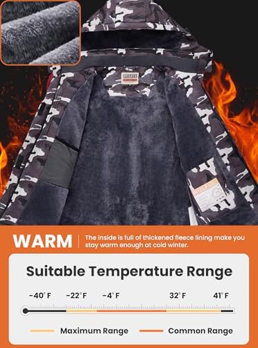 WULFUL Women's Waterproof Ski Jacket Warm Winter Coats Windproof Winter Jackets for Women Fleece Lined Windbreaker with Hood