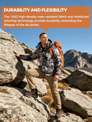 wantdo Men's Softshell Waterproof Polar Fleece Breathable Climbing Ski Coat