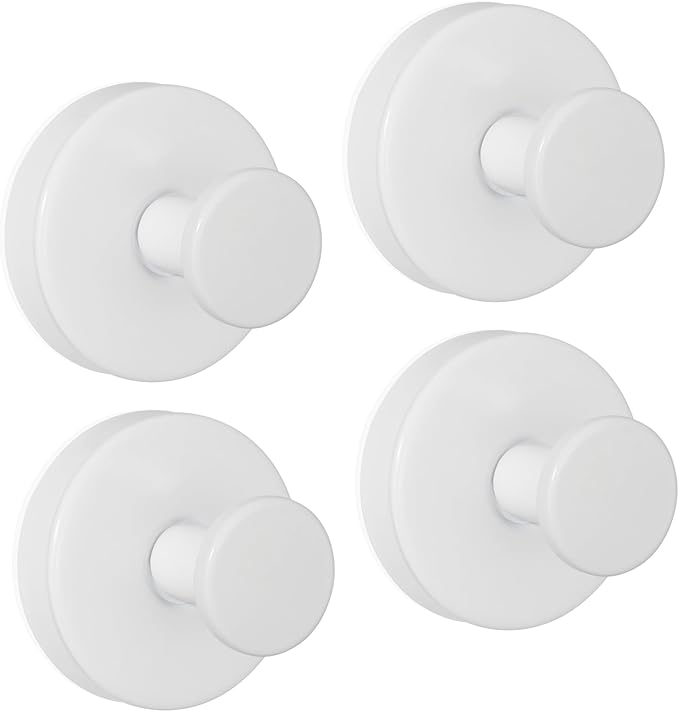 ZESLMG White Suction Cup Hooks for Glass Window, Shower Hook for Inside Shower, Removable Towel Hooks for Bathroom Kitchen Wall Glass Door, Wreaths Loofah Suction Hook for Hanging, 4 Pack