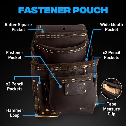 OX Carpenter Tool Belt + Suspenders - Leather Tool Pouch Rig - Size L
