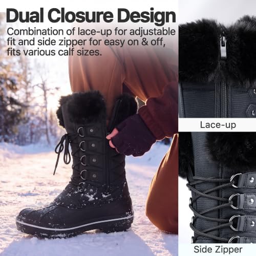 FREE SOLDIER Women's Winter Snow Boots Waterproof Shell