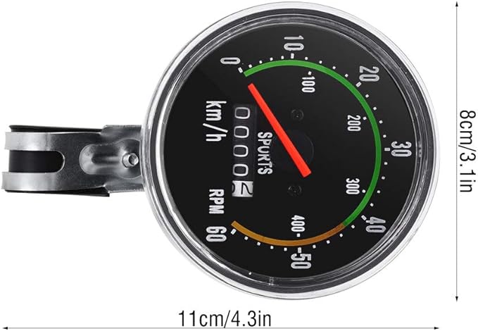 Tiiyee Bike Speedometer, Mechanical Analog Odometer Old School Style Bicycle Computer Code Table Aluminum Alloy Stopwatch Cyclocomputer Accessories for 26in 27.5in 28in 29in Outdoor Cycling Tricycle