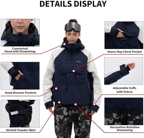 SNOWVERB Baggy Fit Ski Snowboard Coats Snow Anorak Jacket for Men and Women
